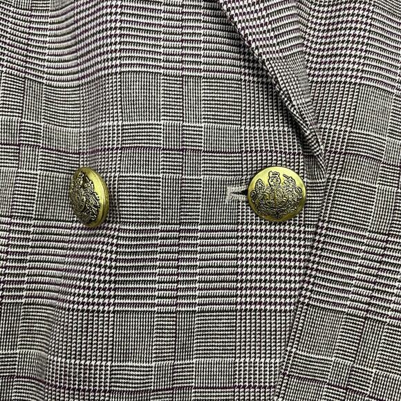 Banana Republic Double Breasted Checker Blazer Gold Button Size 6 - Picture 11 of 11